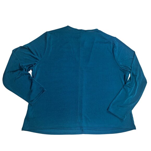 NWT Nina Parker Plus Size Green V-Neck Blouse Long Sleeve 4X - Picture 4 of 4